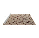 Sideview of Machine Washable Abstract Dark Gold Brown Rug, wshabs4862