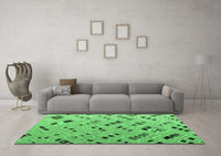 Machine Washable Abstract Emerald Green Modern Rug, wshabs4862emgrn