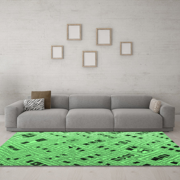 Machine Washable Abstract Emerald Green Modern Area Rugs in a Living Room,, wshabs4862emgrn