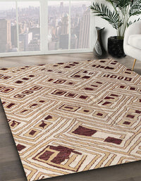 Abstract Dark Gold Brown Modern Rug, abs4862