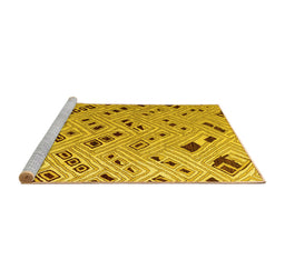 Sideview of Machine Washable Abstract Yellow Modern Rug, wshabs4862yw