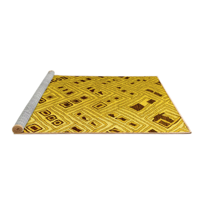 Sideview of Machine Washable Abstract Yellow Modern Rug, wshabs4862yw