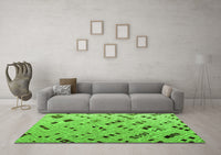 Machine Washable Abstract Green Modern Rug, wshabs4862grn