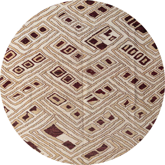 Round Abstract Dark Gold Brown Modern Rug, abs4862