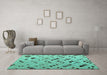 Machine Washable Abstract Turquoise Modern Area Rugs in a Living Room,, wshabs4862turq