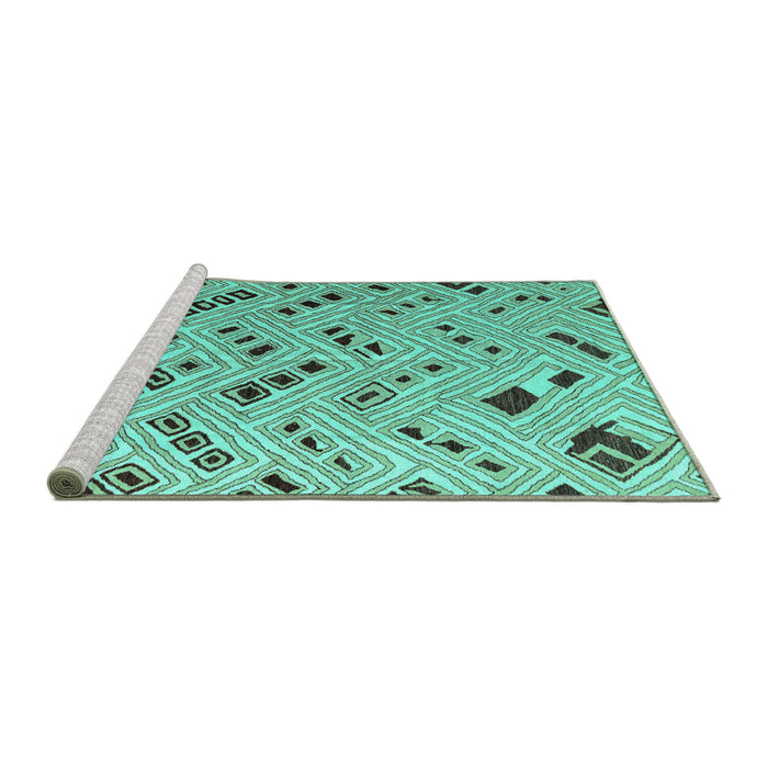 Sideview of Machine Washable Abstract Turquoise Modern Area Rugs, wshabs4862turq