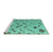 Sideview of Machine Washable Abstract Turquoise Modern Area Rugs, wshabs4862turq