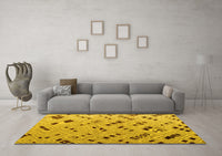 Machine Washable Abstract Yellow Modern Rug, wshabs4862yw