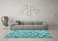 Machine Washable Abstract Light Blue Modern Rug, wshabs4862lblu