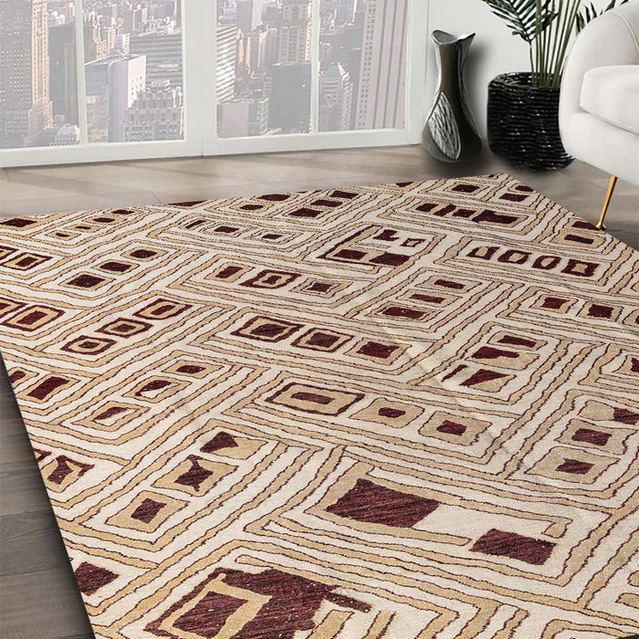 Machine Washable Abstract Dark Gold Brown Rug in a Family Room, wshabs4862