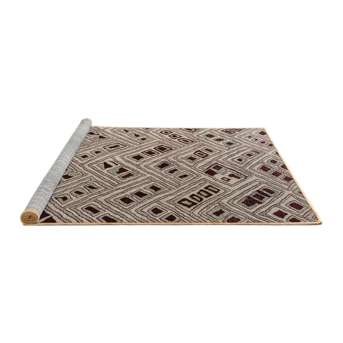 Sideview of Machine Washable Abstract Tan Brown Rug, wshabs4863