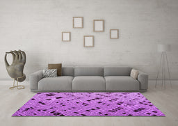 Machine Washable Abstract Purple Modern Area Rugs in a Living Room, wshabs4863pur