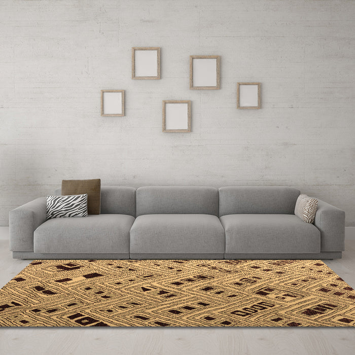 Machine Washable Abstract Brown Modern Rug in a Living Room,, wshabs4863brn