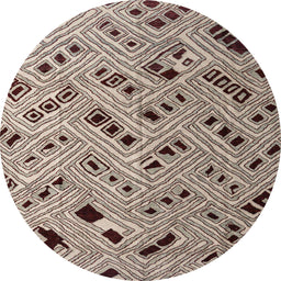 Round Abstract Tan Brown Modern Rug, abs4863