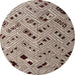 Round Abstract Tan Brown Modern Rug, abs4863