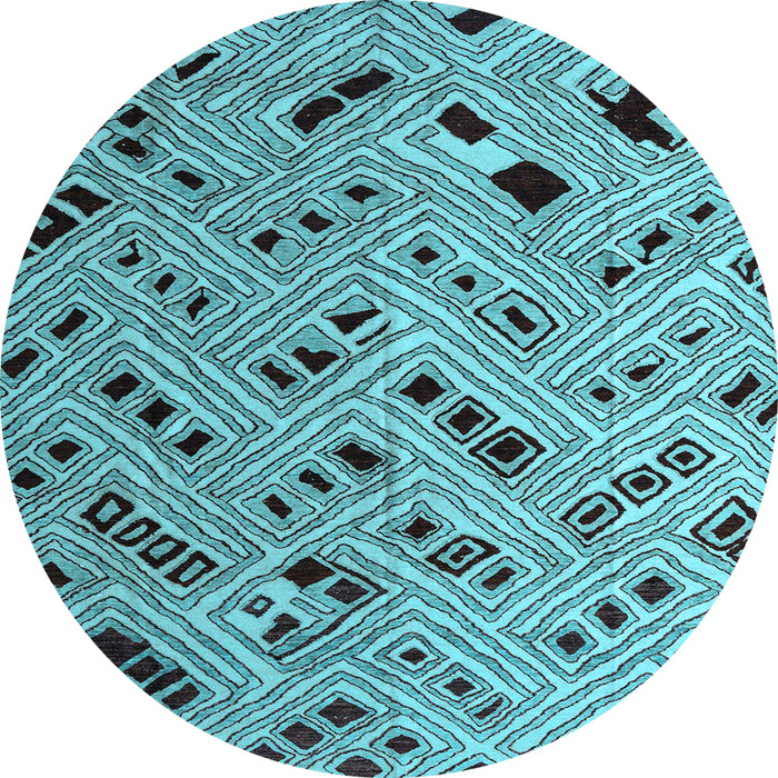 Round Machine Washable Abstract Light Blue Modern Rug, wshabs4863lblu