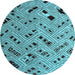 Round Machine Washable Abstract Light Blue Modern Rug, wshabs4863lblu