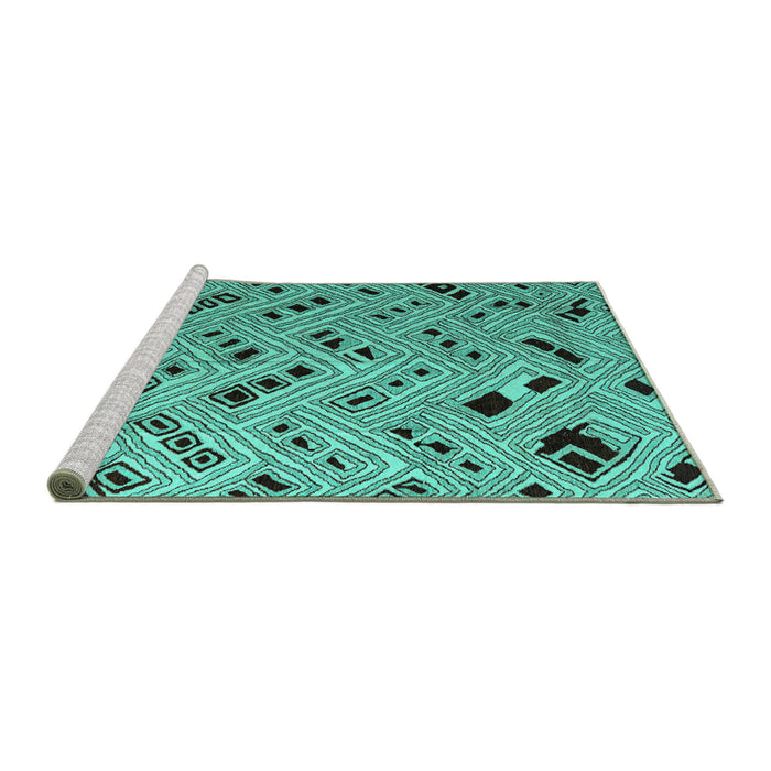 Sideview of Machine Washable Abstract Turquoise Modern Area Rugs, wshabs4863turq