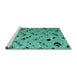 Sideview of Machine Washable Abstract Turquoise Modern Area Rugs, wshabs4863turq