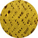 Round Abstract Yellow Modern Rug, abs4863yw