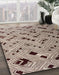 Abstract Tan Brown Modern Rug in Family Room, abs4863