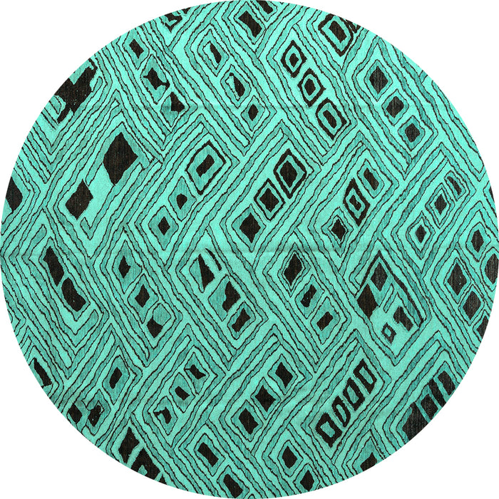 Round Abstract Turquoise Modern Rug, abs4863turq