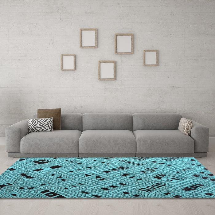 Machine Washable Abstract Light Blue Modern Rug in a Living Room, wshabs4863lblu