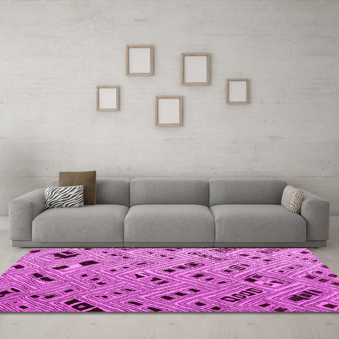 Machine Washable Abstract Pink Modern Rug in a Living Room, wshabs4863pnk
