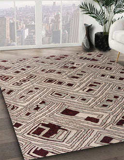 Machine Washable Abstract Tan Brown Rug in a Family Room, wshabs4863