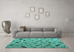 Machine Washable Abstract Turquoise Modern Area Rugs in a Living Room,, wshabs4863turq