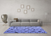 Machine Washable Abstract Blue Modern Rug, wshabs4863blu