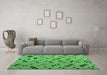 Machine Washable Abstract Emerald Green Modern Area Rugs in a Living Room,, wshabs4863emgrn