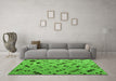 Machine Washable Abstract Green Modern Area Rugs in a Living Room,, wshabs4863grn