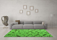 Machine Washable Abstract Green Modern Rug, wshabs4863grn