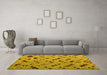 Machine Washable Abstract Yellow Modern Rug in a Living Room, wshabs4863yw