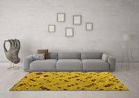 Machine Washable Abstract Yellow Modern Rug, wshabs4863yw