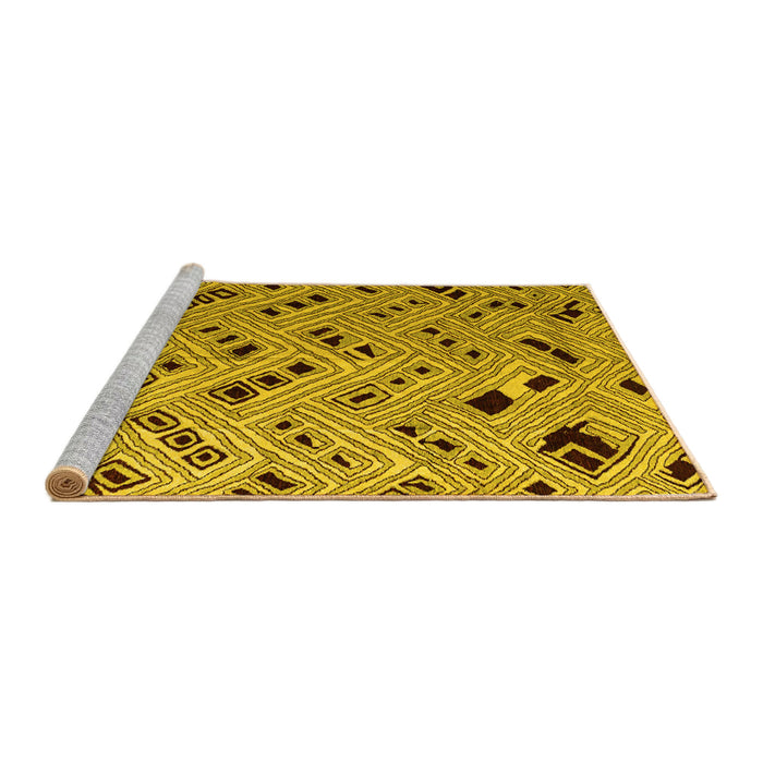 Sideview of Machine Washable Abstract Yellow Modern Rug, wshabs4863yw