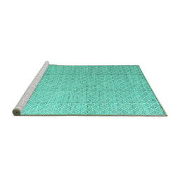 Sideview of Machine Washable Solid Turquoise Modern Area Rugs, wshabs4864turq