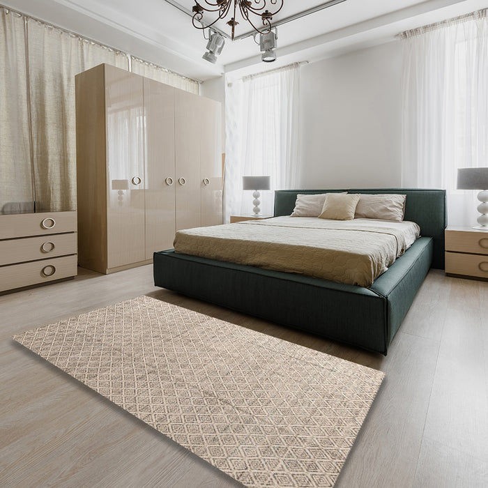 Abstract Brown Solid Rug in a Bedroom, abs4864