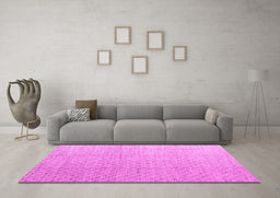 Machine Washable Solid Pink Modern Rug in a Living Room, wshabs4864pnk