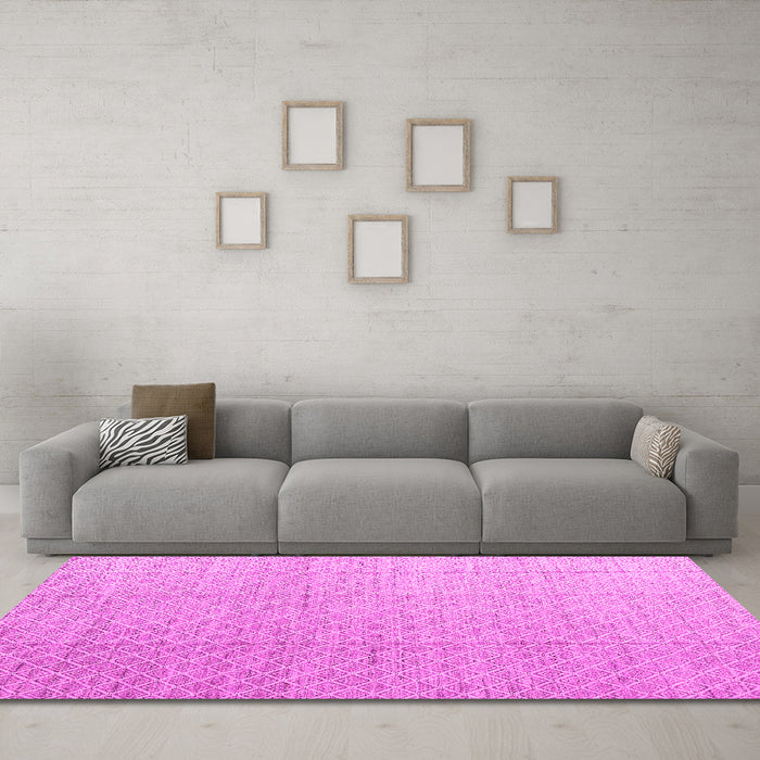 Machine Washable Solid Pink Modern Rug in a Living Room, wshabs4864pnk