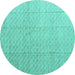 Round Solid Turquoise Modern Rug, abs4864turq