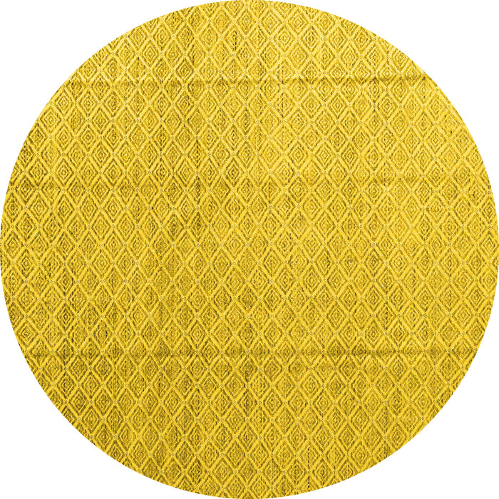 Round Machine Washable Solid Yellow Modern Rug, wshabs4864yw