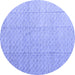 Round Machine Washable Solid Blue Modern Rug, wshabs4864blu