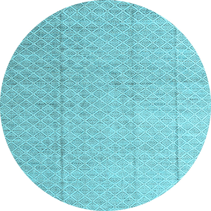 Round Machine Washable Solid Light Blue Modern Rug, wshabs4864lblu