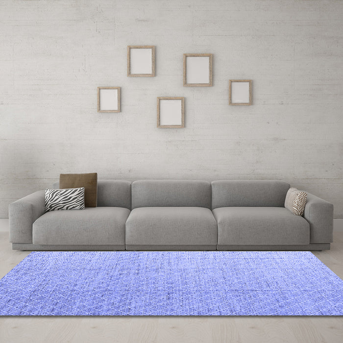 Machine Washable Solid Blue Modern Rug in a Living Room, wshabs4864blu
