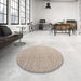 Round Machine Washable Abstract Brown Rug in a Office, wshabs4864