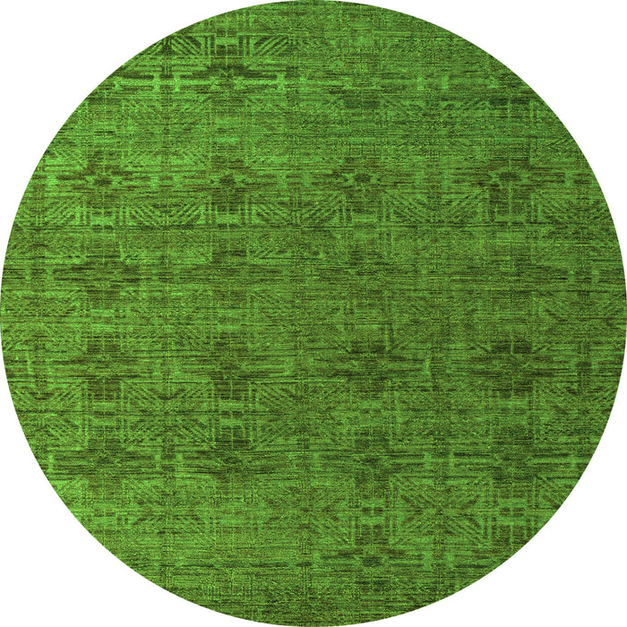 Round Machine Washable Abstract Green Modern Area Rugs, wshabs4865grn