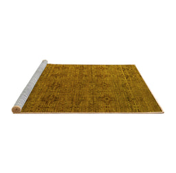Sideview of Machine Washable Abstract Yellow Modern Rug, wshabs4865yw