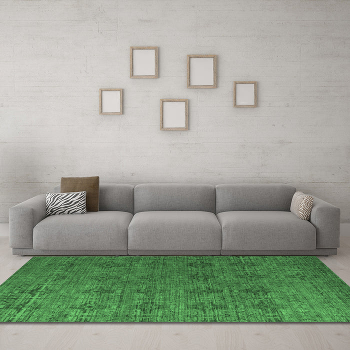 Machine Washable Abstract Emerald Green Modern Area Rugs in a Living Room,, wshabs4865emgrn